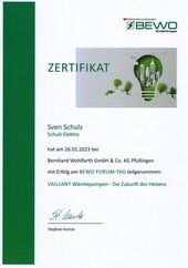 Sven Schulz, Zertifikat